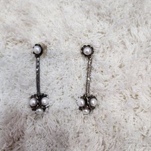 Sterling Silver and Pearls Flower Earrings
